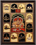 Shiva Family with Lingams Traditional Tanjore Painting