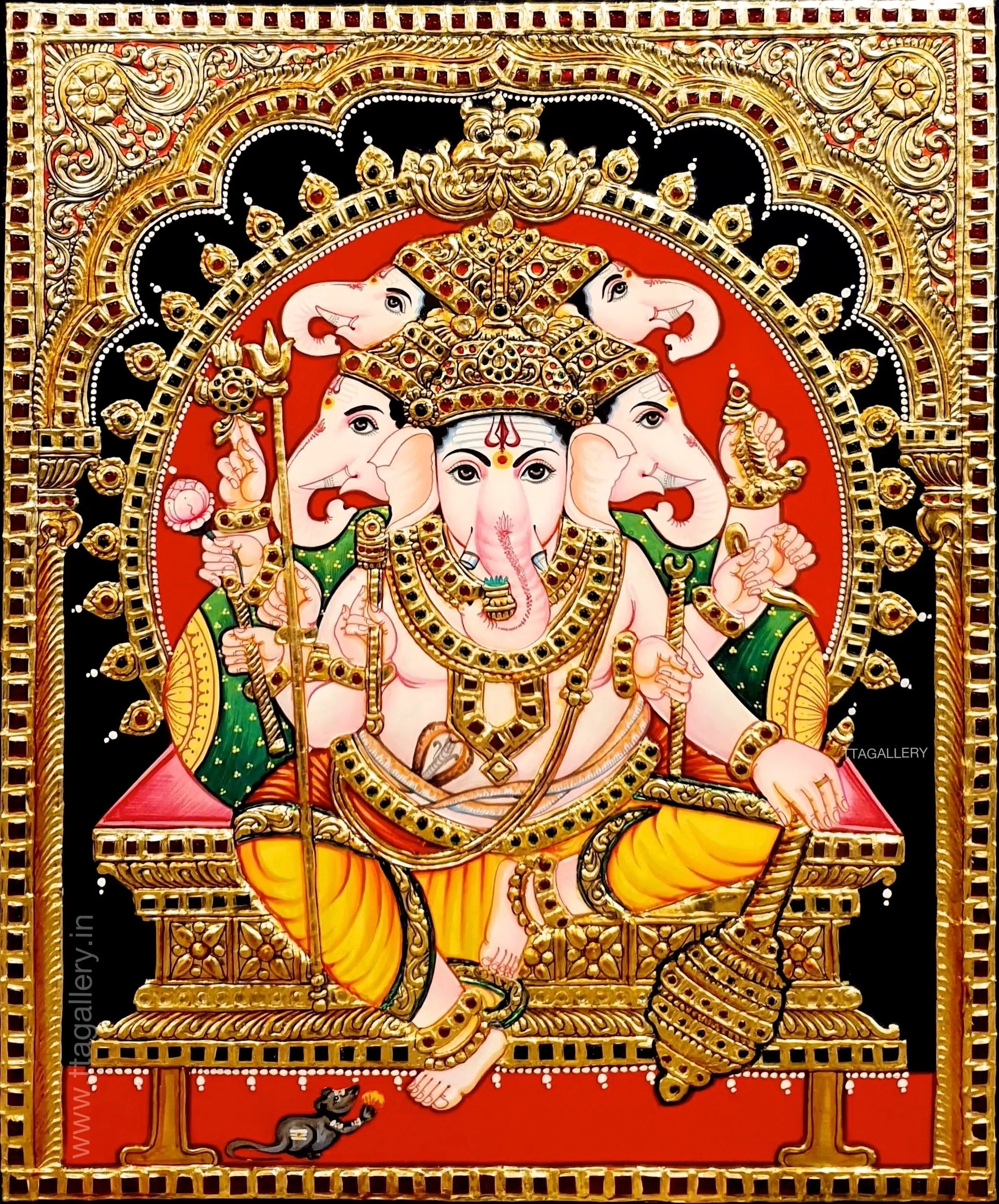 Panchamuga Vinayakar Tanjore Painting