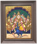 Murugan Valli Deivanai in Peacock Tanjore Painting