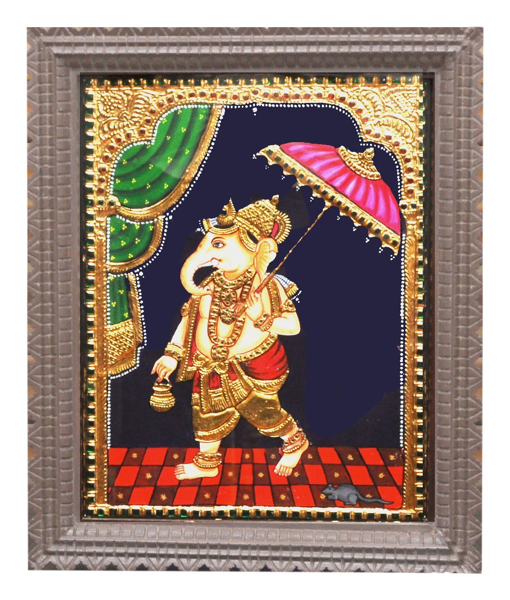 Umbrella Vinayakar Tanjore Painting