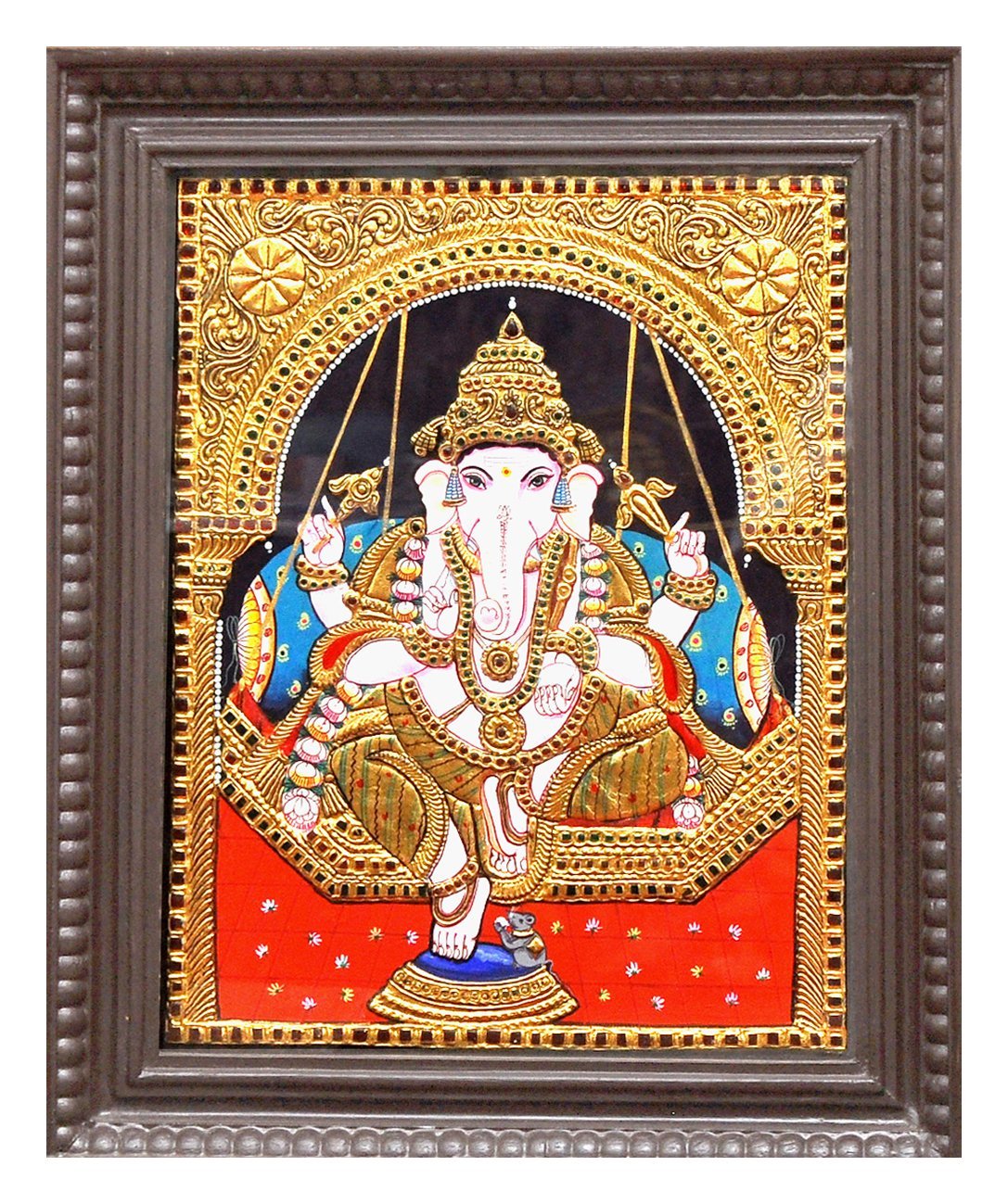 Oonjal Vinayakar Tanjore Painting