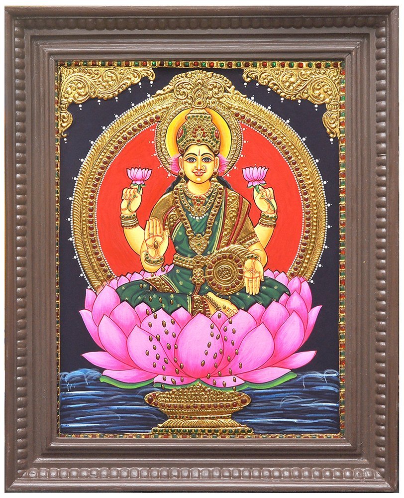 Lotus Lakshmi Tanjore Painting