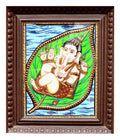 Ganesh in Leaf Tanjore Painting