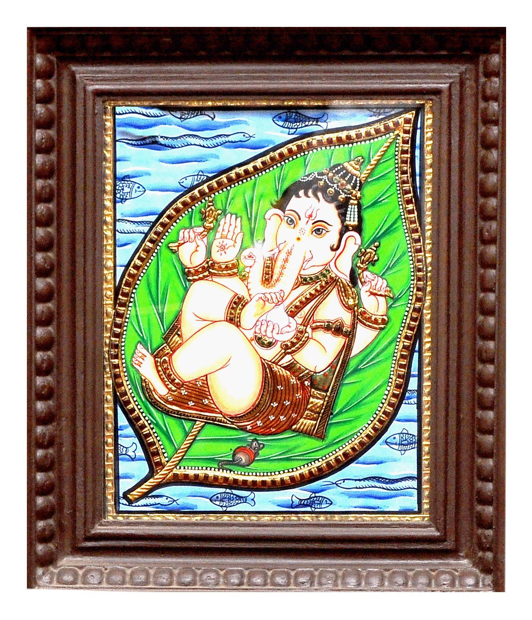 Ganesh in Leaf Tanjore Painting