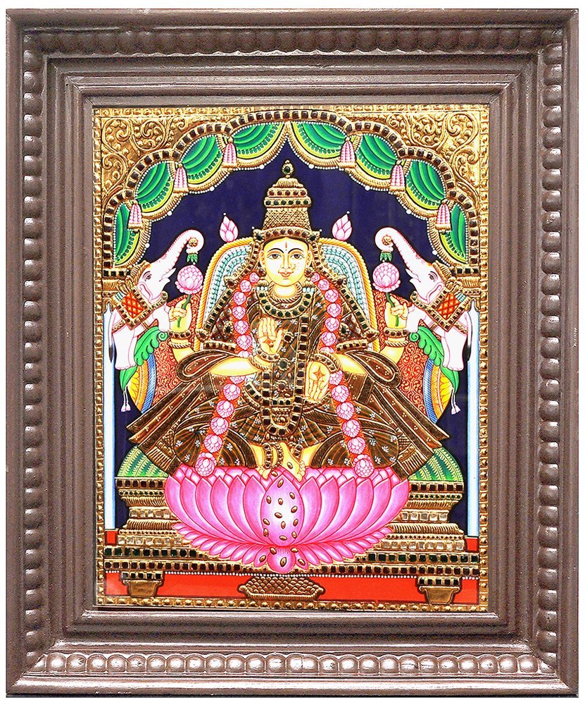 Gajalakshmi Lotus Tanjore Painting