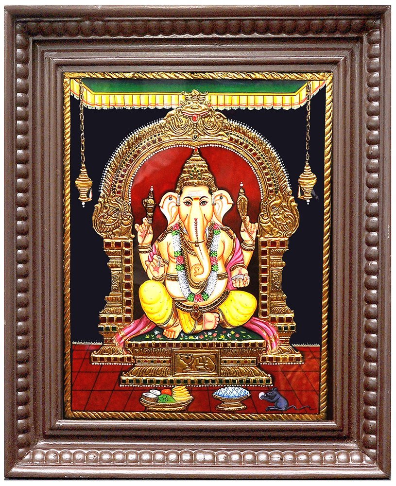 Vinayakar Yellow Tanjore Painting