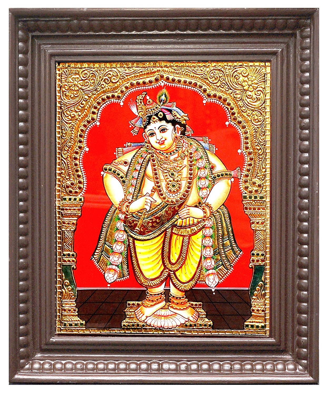 Red Krishnan Tanjore Painting