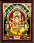 Ganesha Antique finish Semi Embossed Tanjore Painting