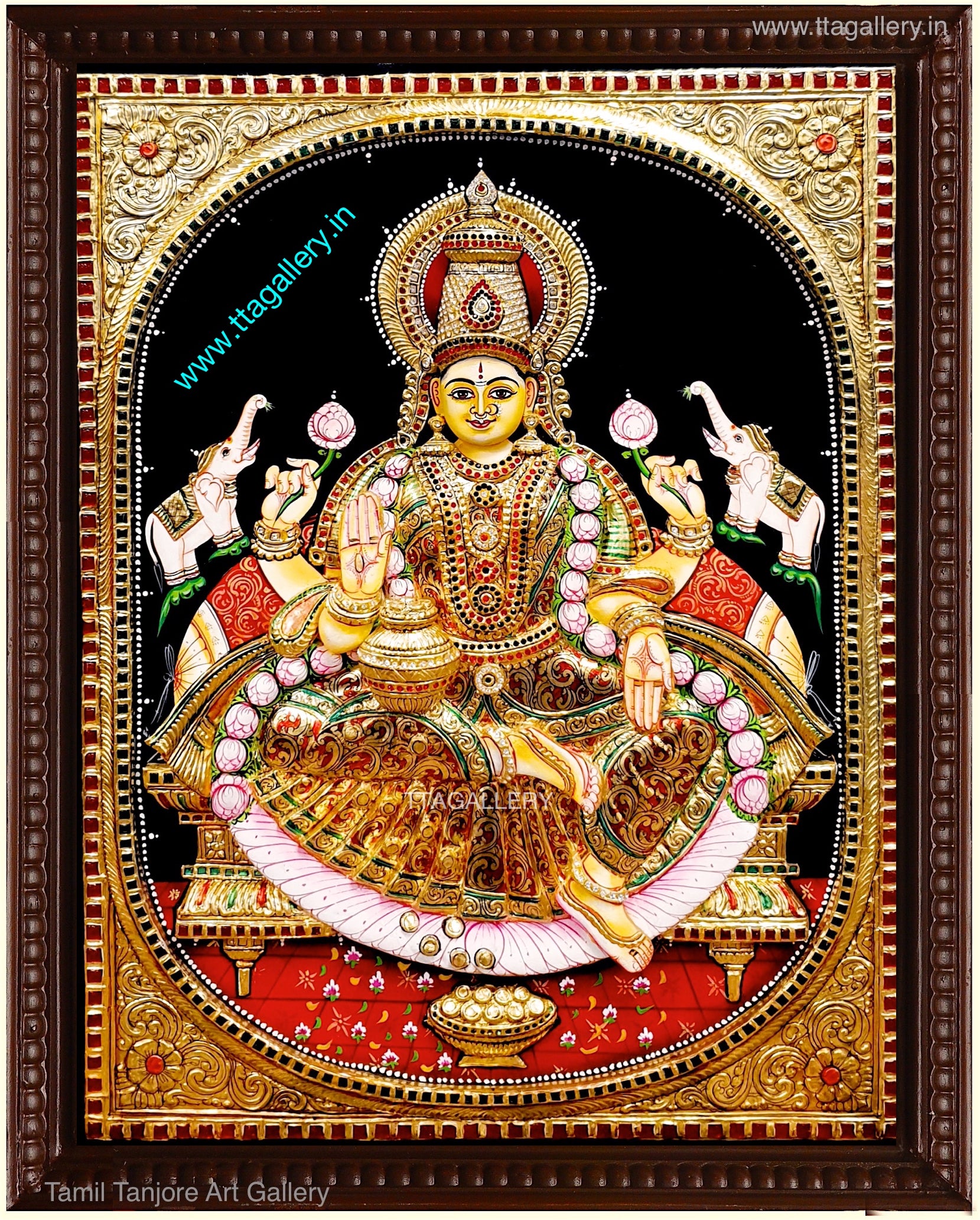 3D Gaja Lakshmi Embossed Tanjore Painting