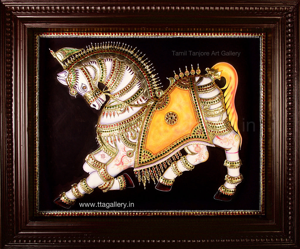 3D Ashvamedha Horse Tanjore Painting