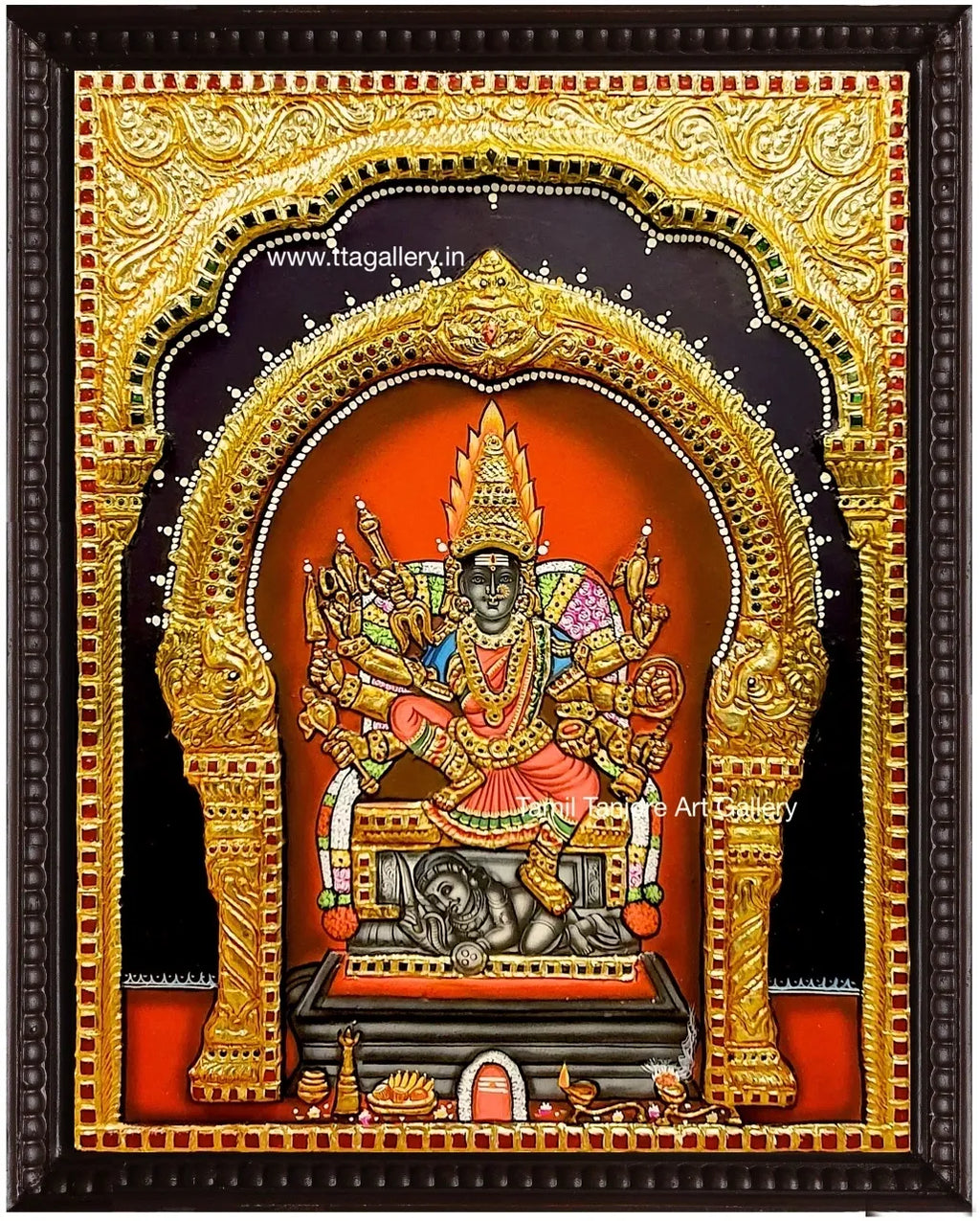 Karumariamman Semi Embossed Tanjore Painting