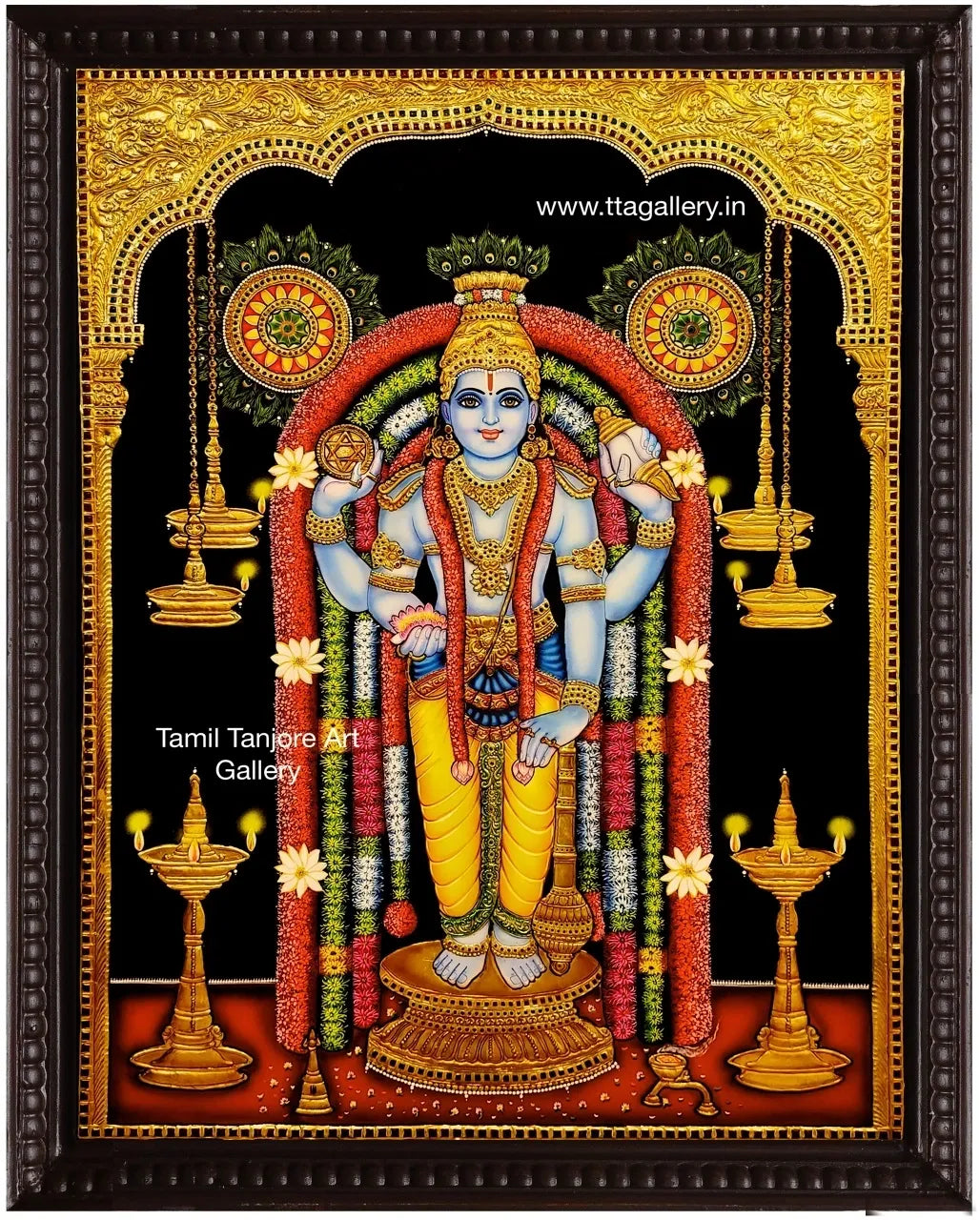 Guruvayoorappan Traditional Tanjore Painting