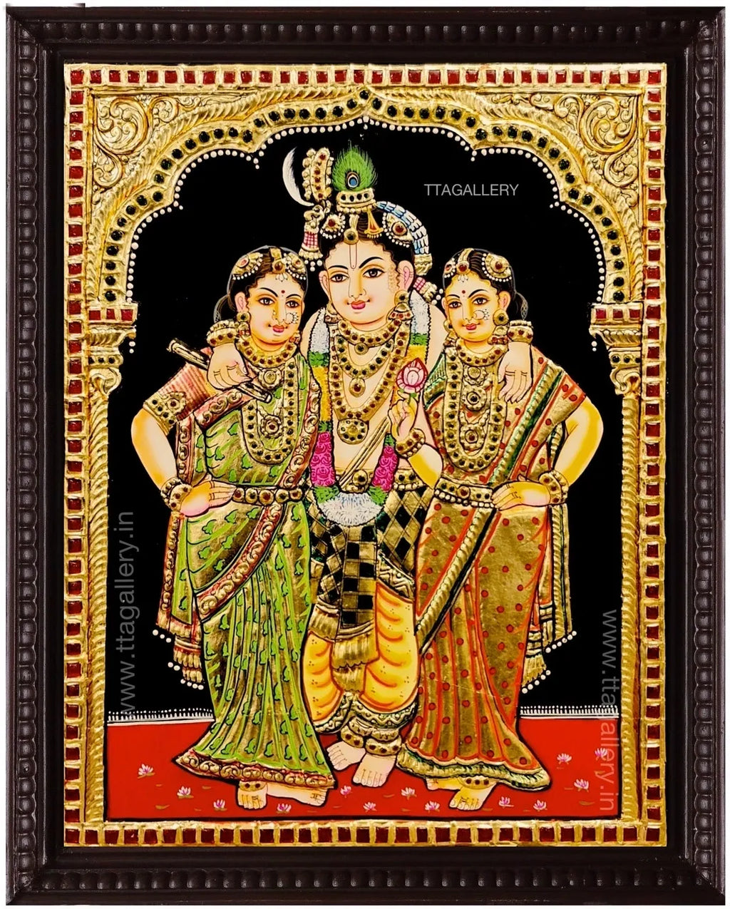 Lord Krishna and Radha, Rukmani Tanjore Painting