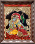 Radha Krishna Red Tanjore Painting