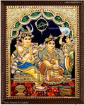 Krishna Combs Radhe's Tanjore Painting