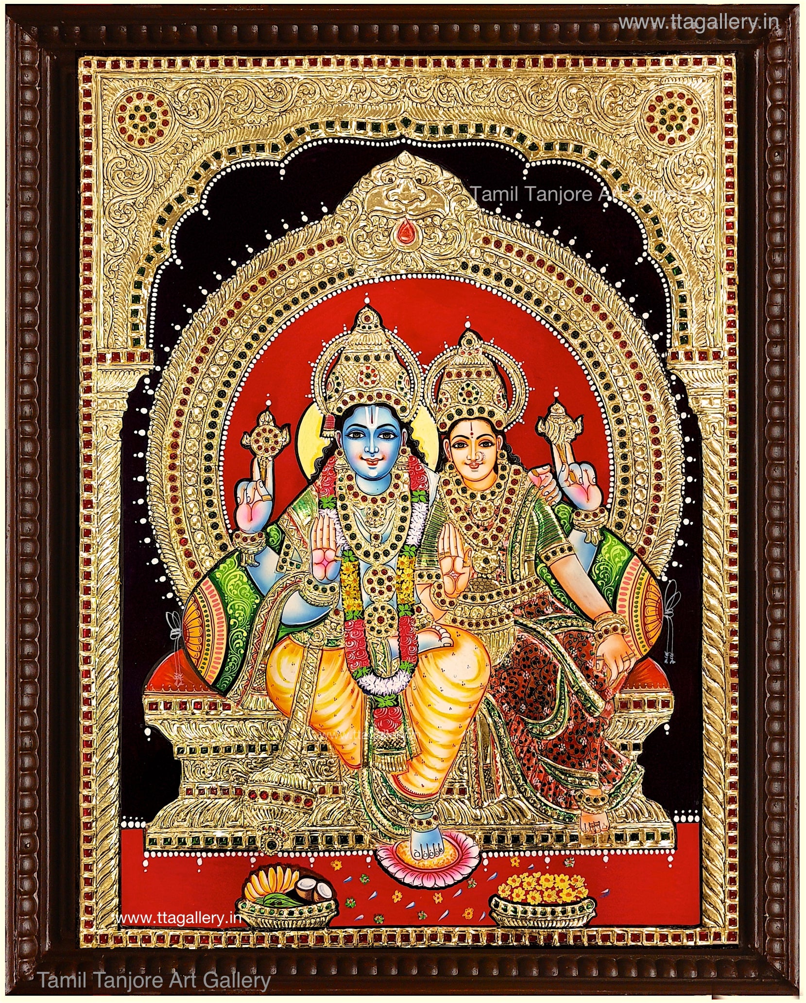 Lakshmi Narayan Blue Tanjore Painting
