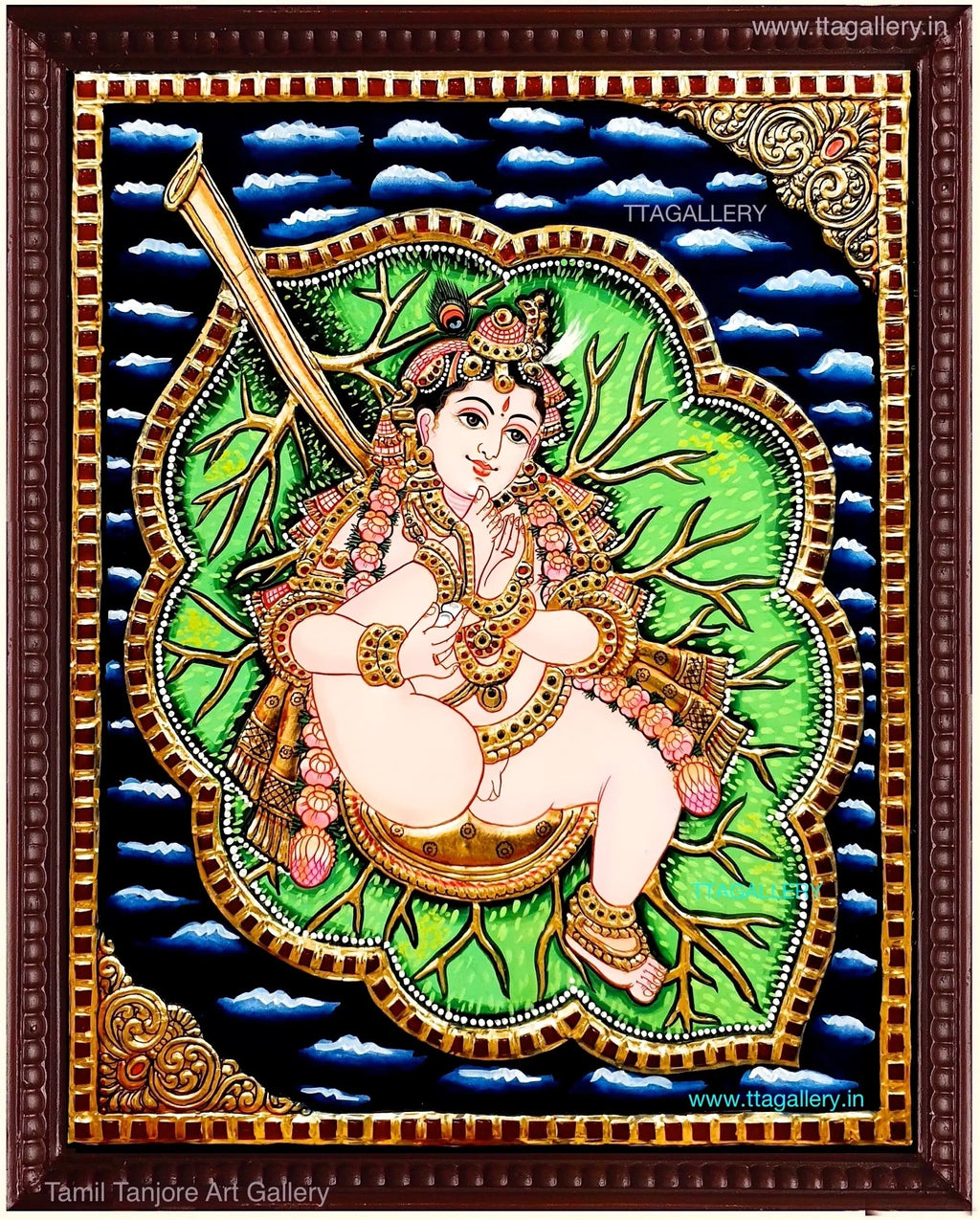 Leaf Krishna Tanjore Painting
