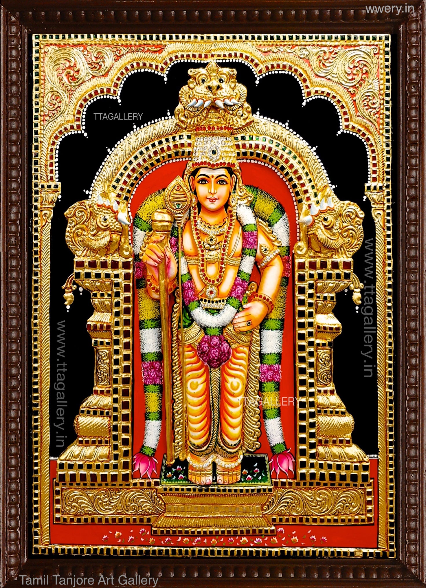 Lord Murugan 3D Embossed Tanjore Painting