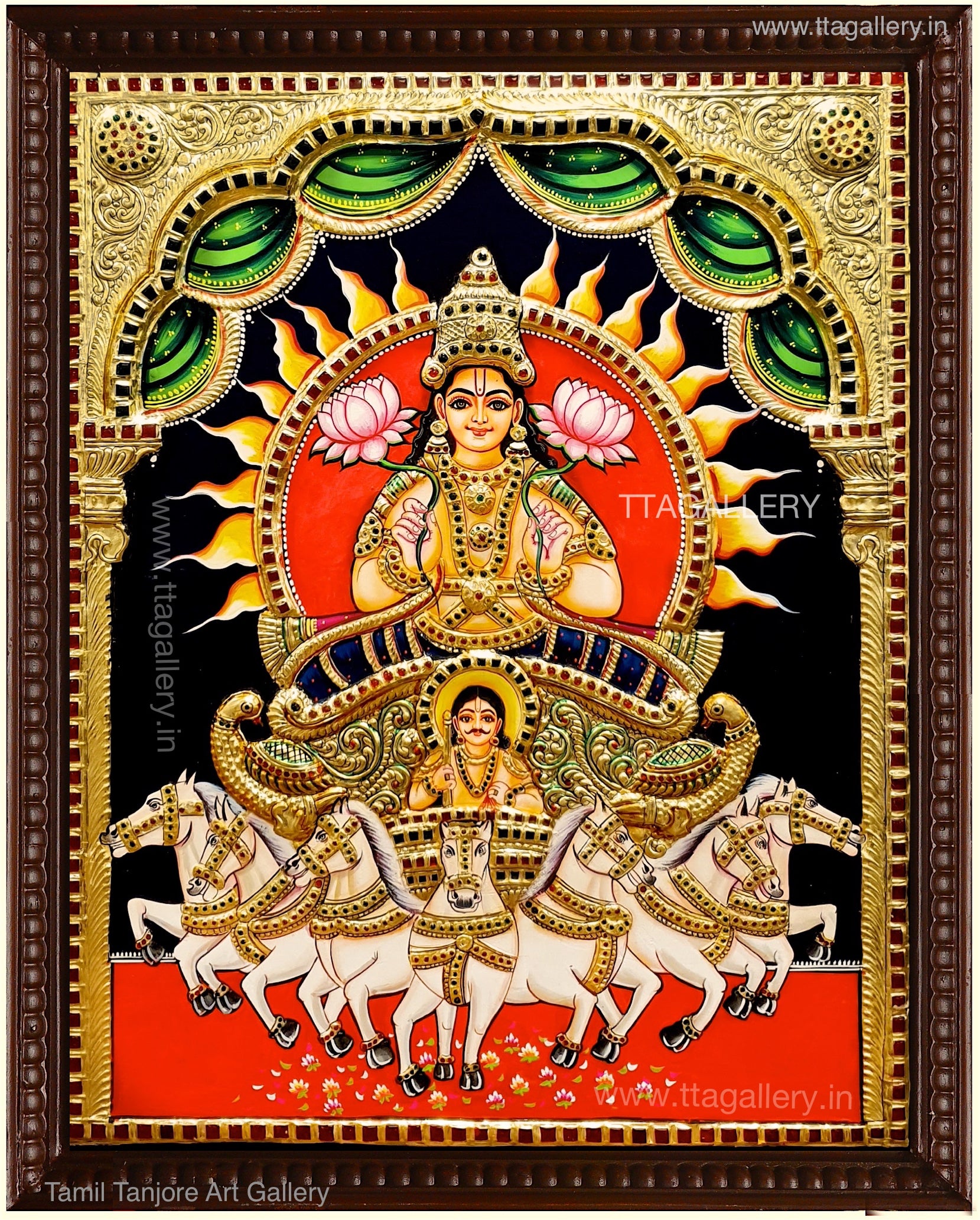 Suryabhagavan Semi Embossed Tanjore Painting