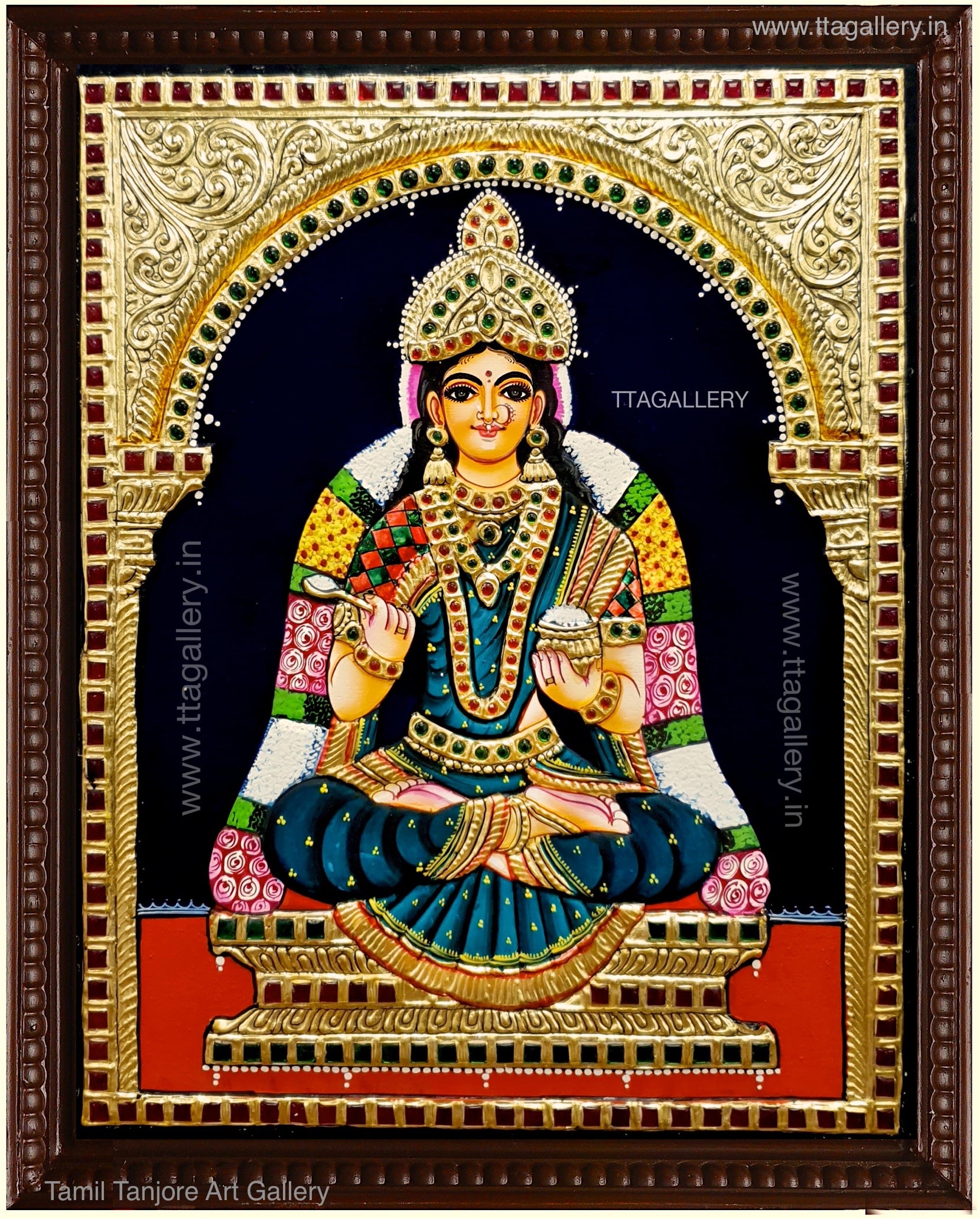 Annapoorani Lavender Saree Tanjore Painting