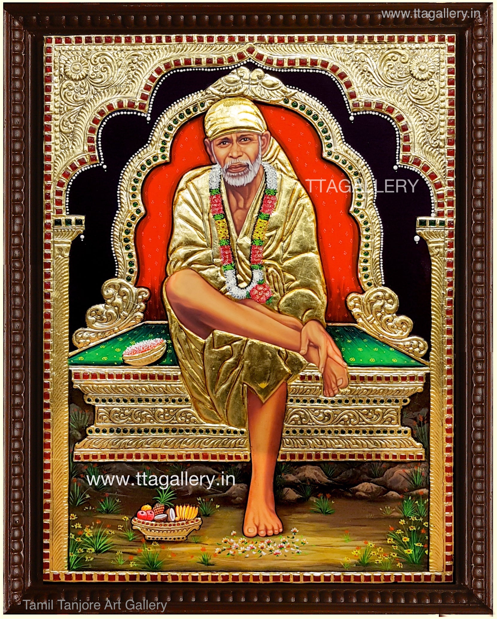 Golden Sai Baba Tanjore Painting