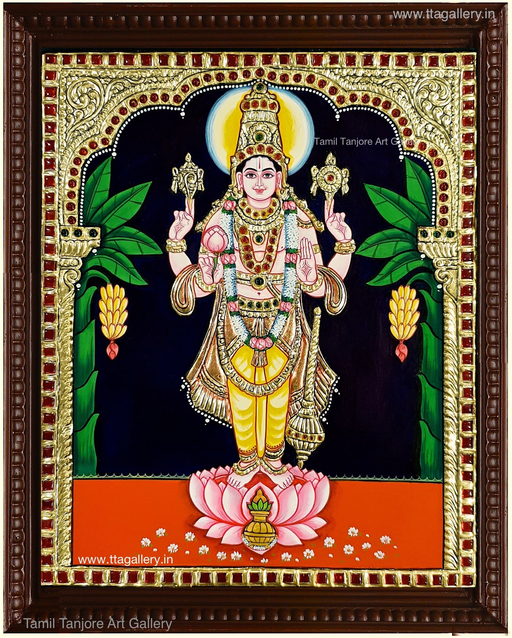 Satya Narayanan Lotus Tanjore Painting