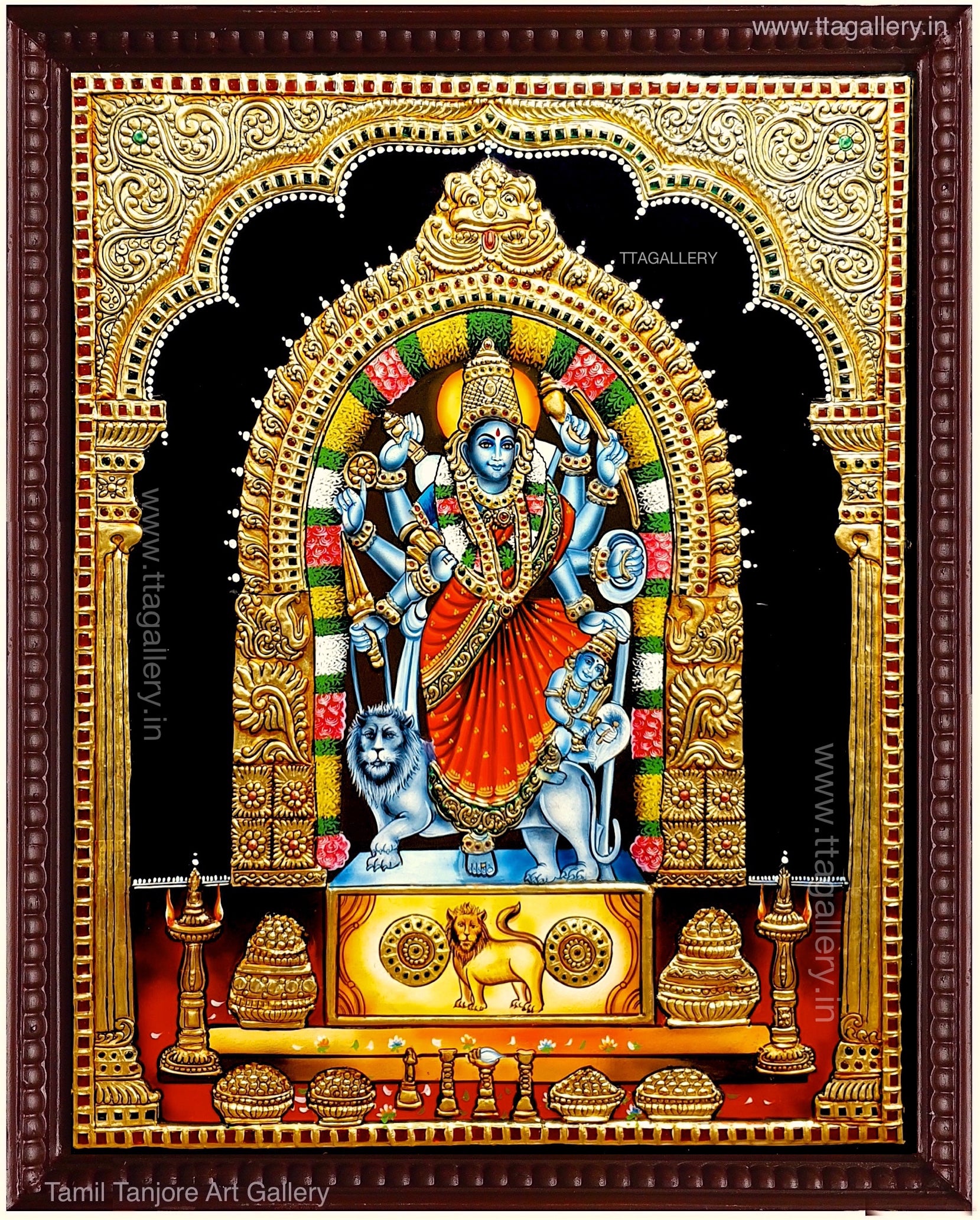 Sri Durgai Amman Ammankudi Tanjore Painting