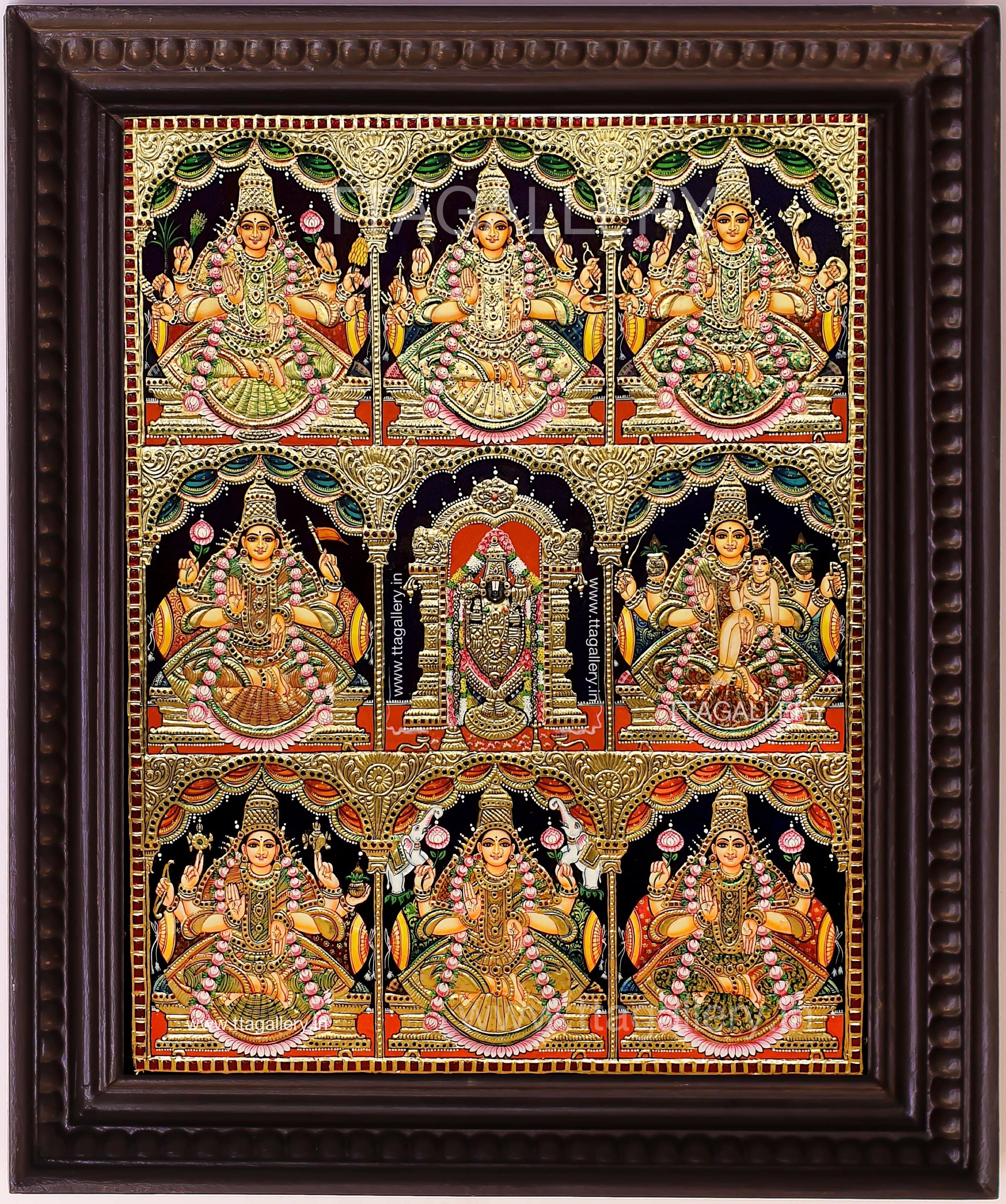 Lord Balaji with Ashtalakshmi Tanjore painting