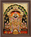 3D Balaji With Lakshmi & Padmavathi Tanjore Painting