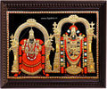 Balaji Padmavathi RED Saree Tanjore Painting