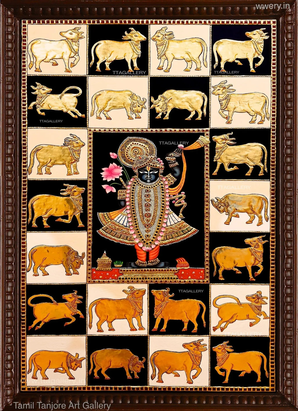 Sreenath JI with Kamadhenu Tanjore Painting