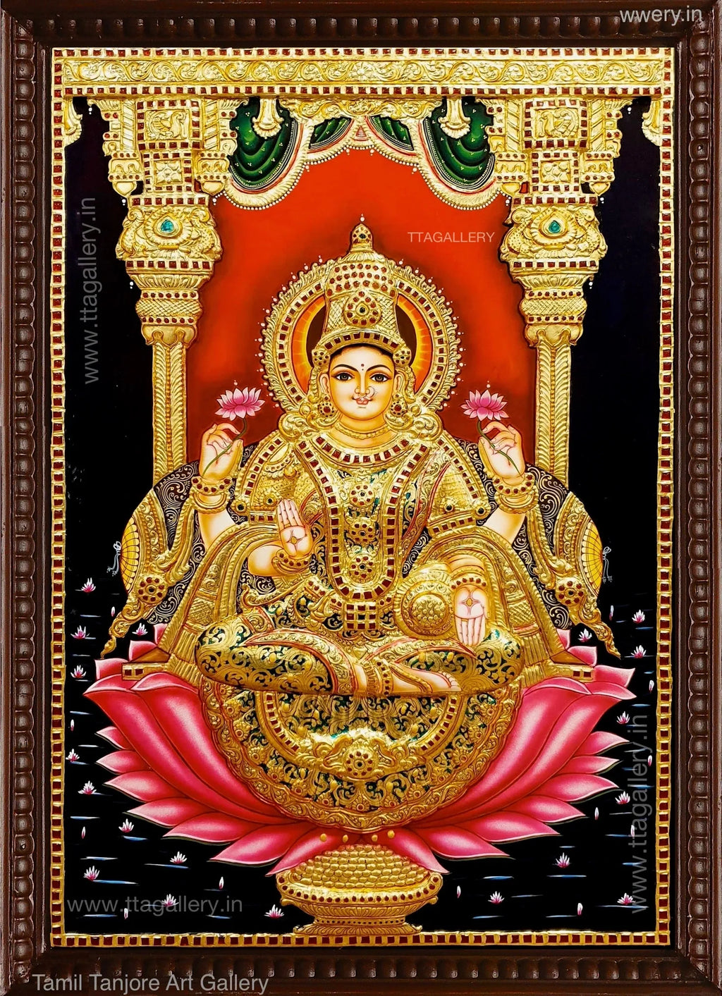 Gaja Lakshmi Semi Embossed Tanjore Painting