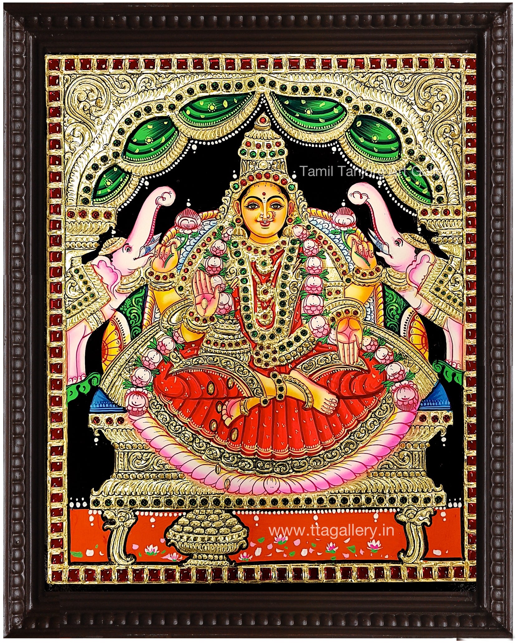 Gajalakshmi Red Tanjore Painting