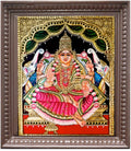 Gajalakshmi Green Pink Tanjore Painting