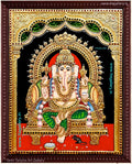 Ganesha Green 2 Tanjore Painting