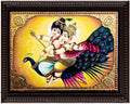 Murugan and Ganesha in Peacock Tanjore Painting