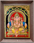 Vinayakar Blue Pillow Tanjore Painting