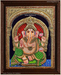 Ganesha Green Tanjore Painting