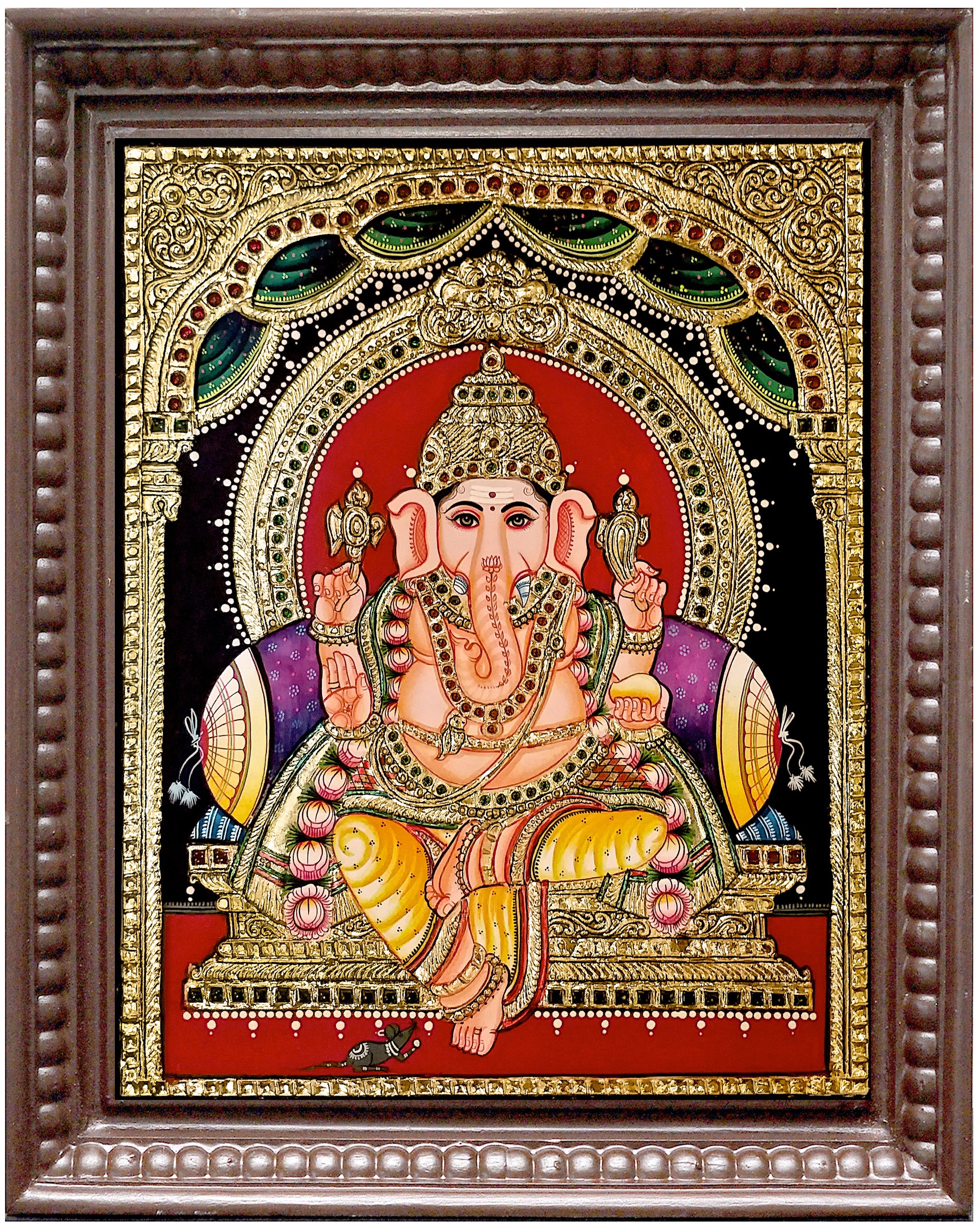 Vinayakar lavender Pillow Tanjore Painting