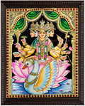 Gayathri Devi in Swan Tanjore Painting