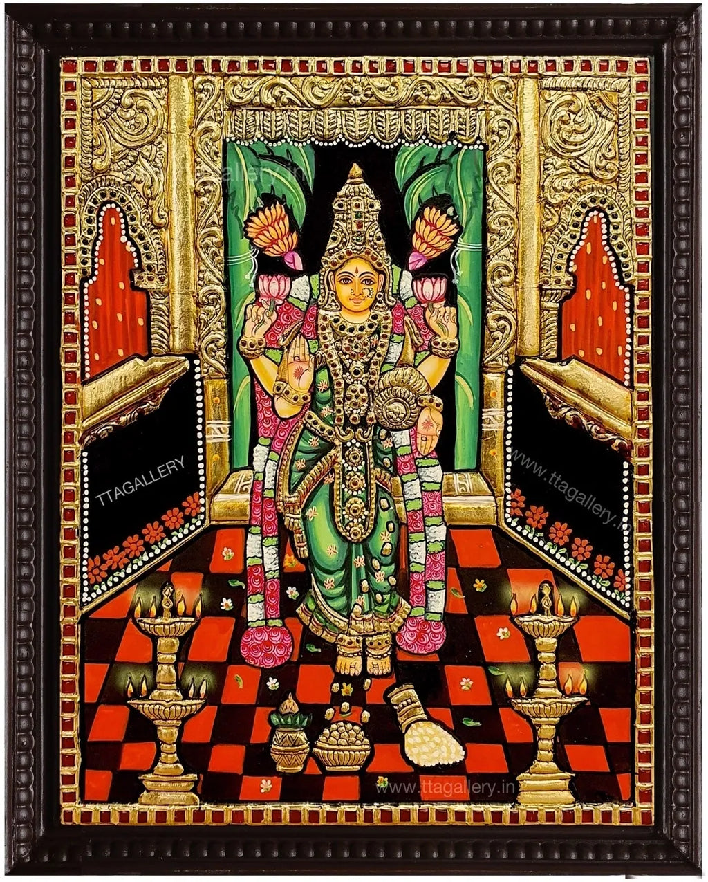 Grahalakshmi 2 Traditional Tanjore Painting