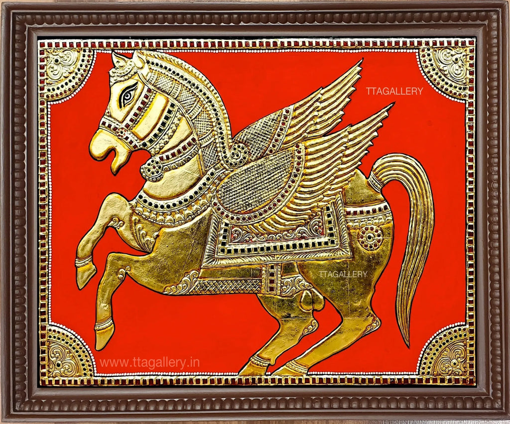 Golden Horse Tanjore Painting