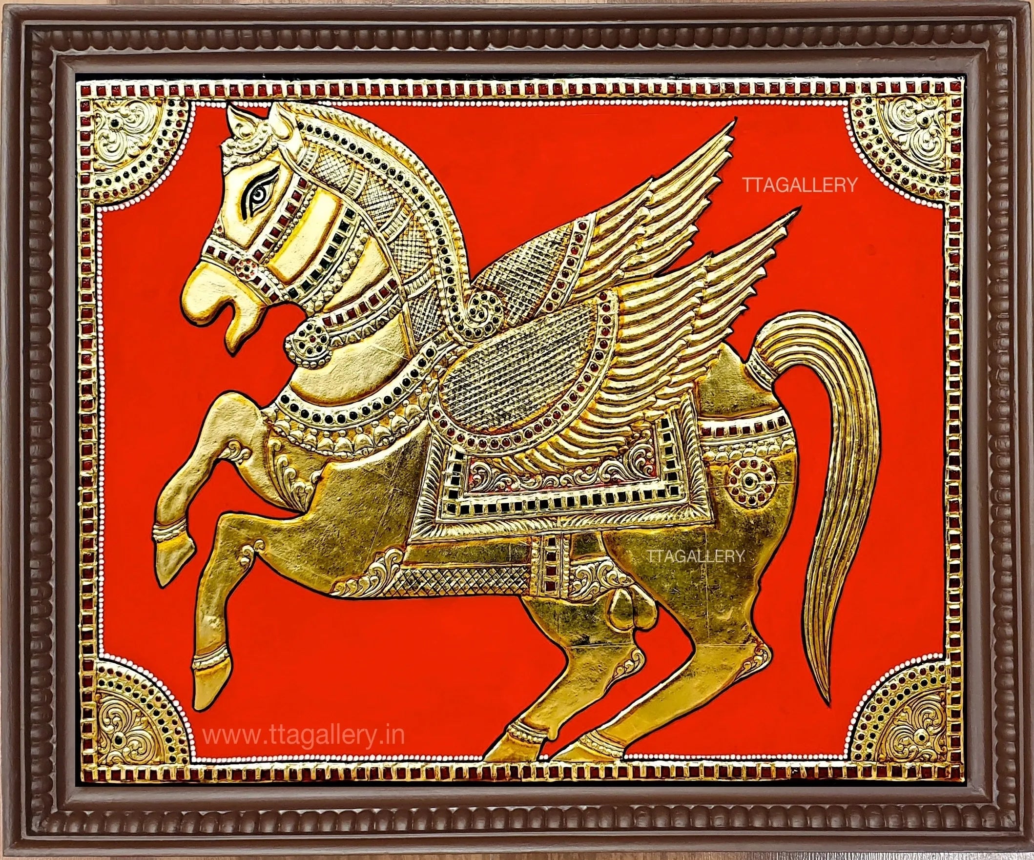 Golden Horse Tanjore Painting