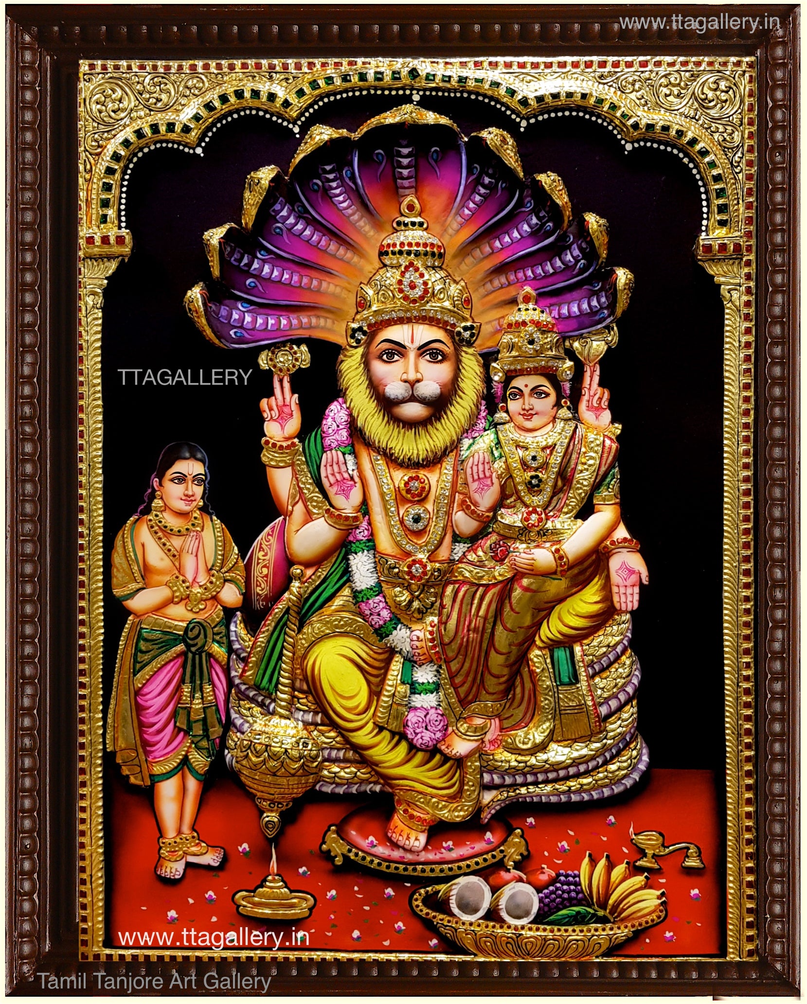 3D Narasimman With Lakshmi Tanjore Painting