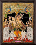 Krishna with Cows Traditional Tanjore Painting
