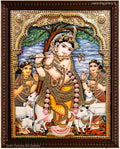 Krishna Tree Semi embossed Tanjore Painting
