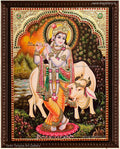 Krishna Cow Tanjore Painting