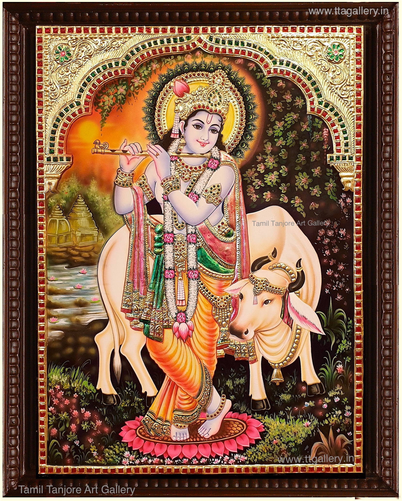 Krishna Cow Tanjore Painting