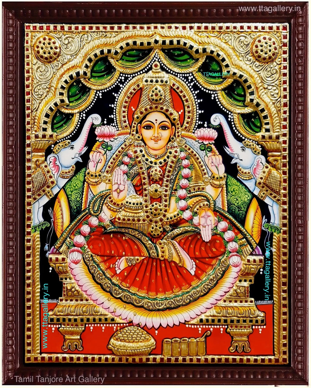 Gaja Lakshmi Semi Embossed Tanjore Painting