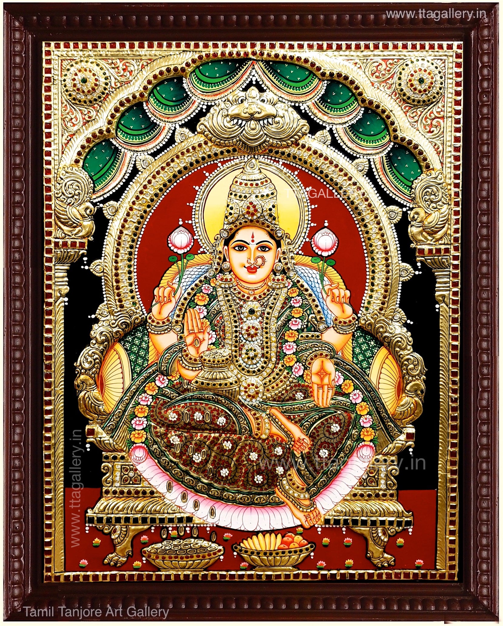 Lakshmi Antique finish Semi Embossed Tanjore Painting
